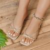 Fashion Women Slippers Summer Outdoor Flat Bottom High Heel Sandals French Style Square Shoes Thick Heel Slip-On Slippers Slides Women