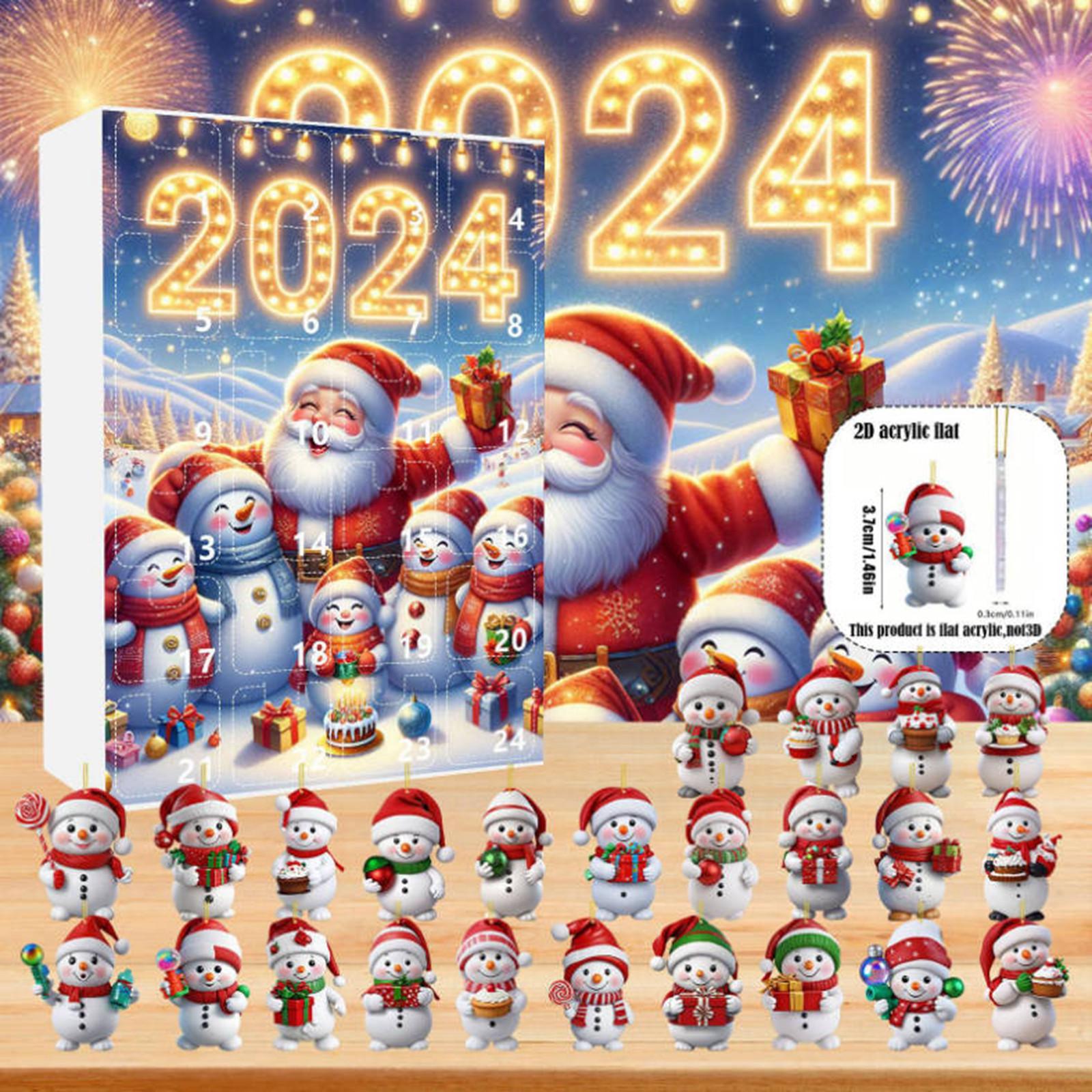 

Рождественский календарь обратного отсчета. 24 симпатичных акриловых подвески в виде снеговиков. Рождественские елочные украшения, которые подойдут для семьи и друзей в праздничный сезон. One Size