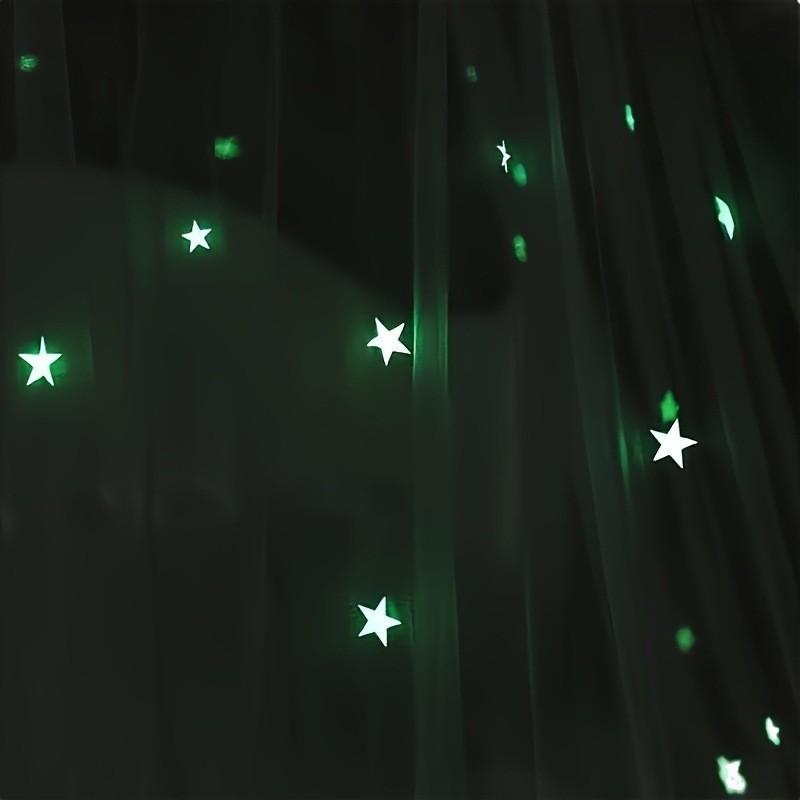 Glow-in-the-dark Star Canopy Mosquito Net Foldable No-Install Bed Curtain