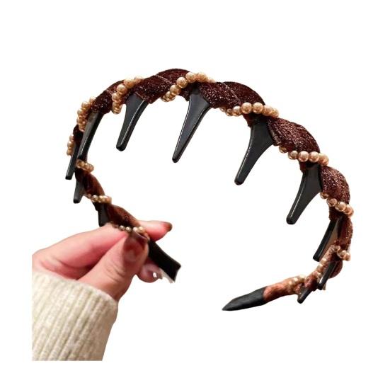 Women Headband Sparkling Rhinestones Decor Anti-slip Teeth Hair Hoop Versatile