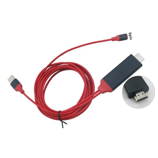 HDMI-compatible Adapter Cable 1080P Plug and Play TPE 8Pin to HDMI-compatible Converter for iPhone