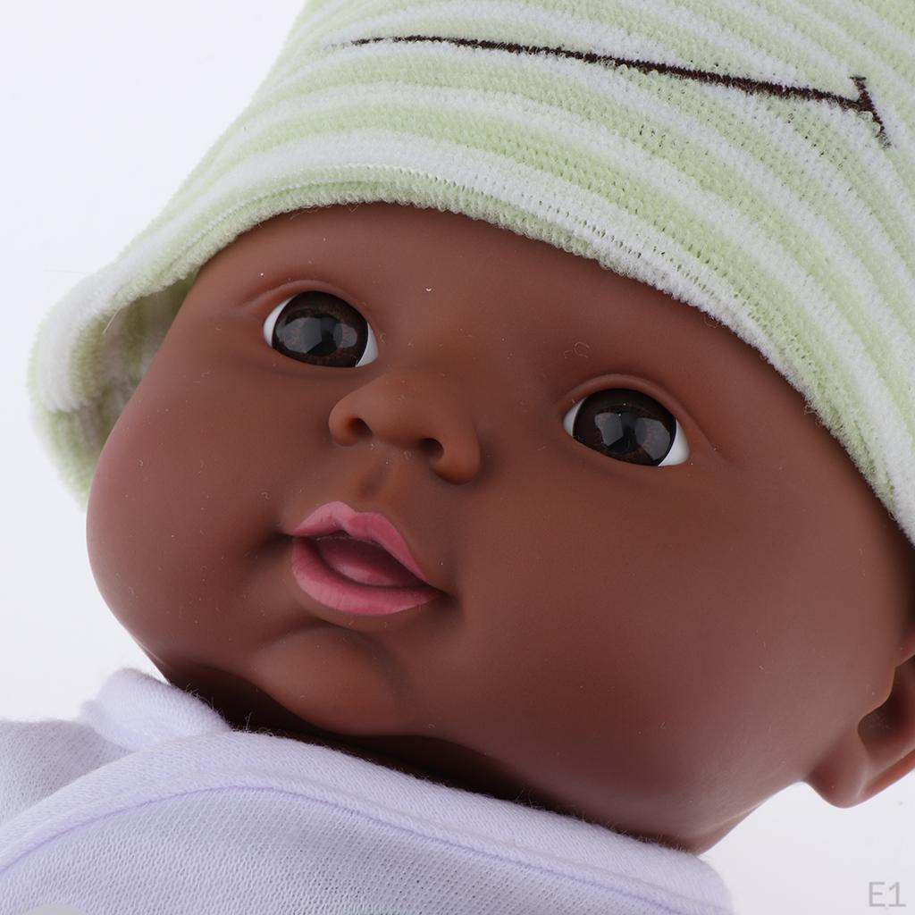 12 Inch Newborn , African Infant Black Kids Girl Holiday Birthday Gift - Green