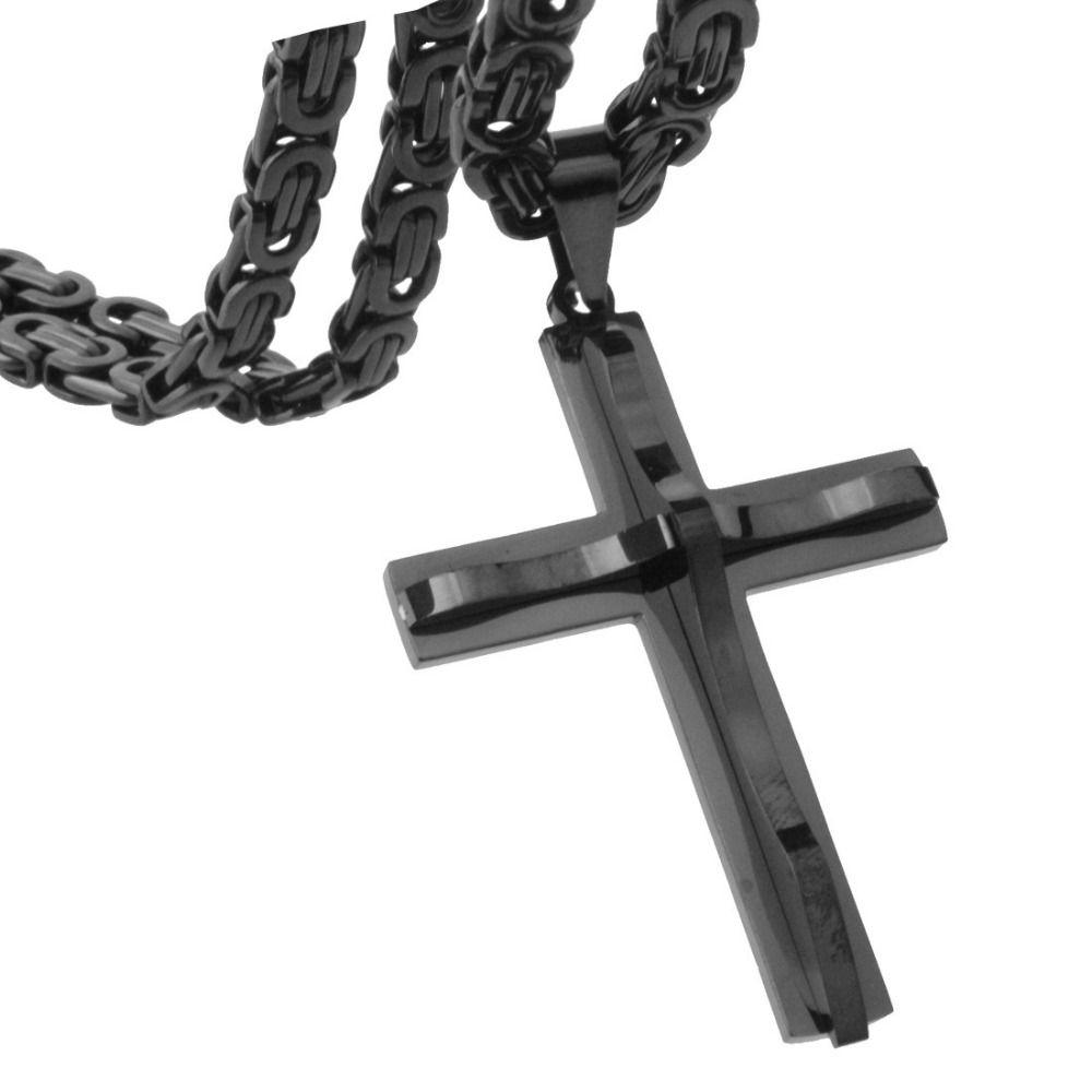 Titanium Steel Catholic Jewelry Accessories Retro Crucifix Pendant Chain Cross Necklace  Church