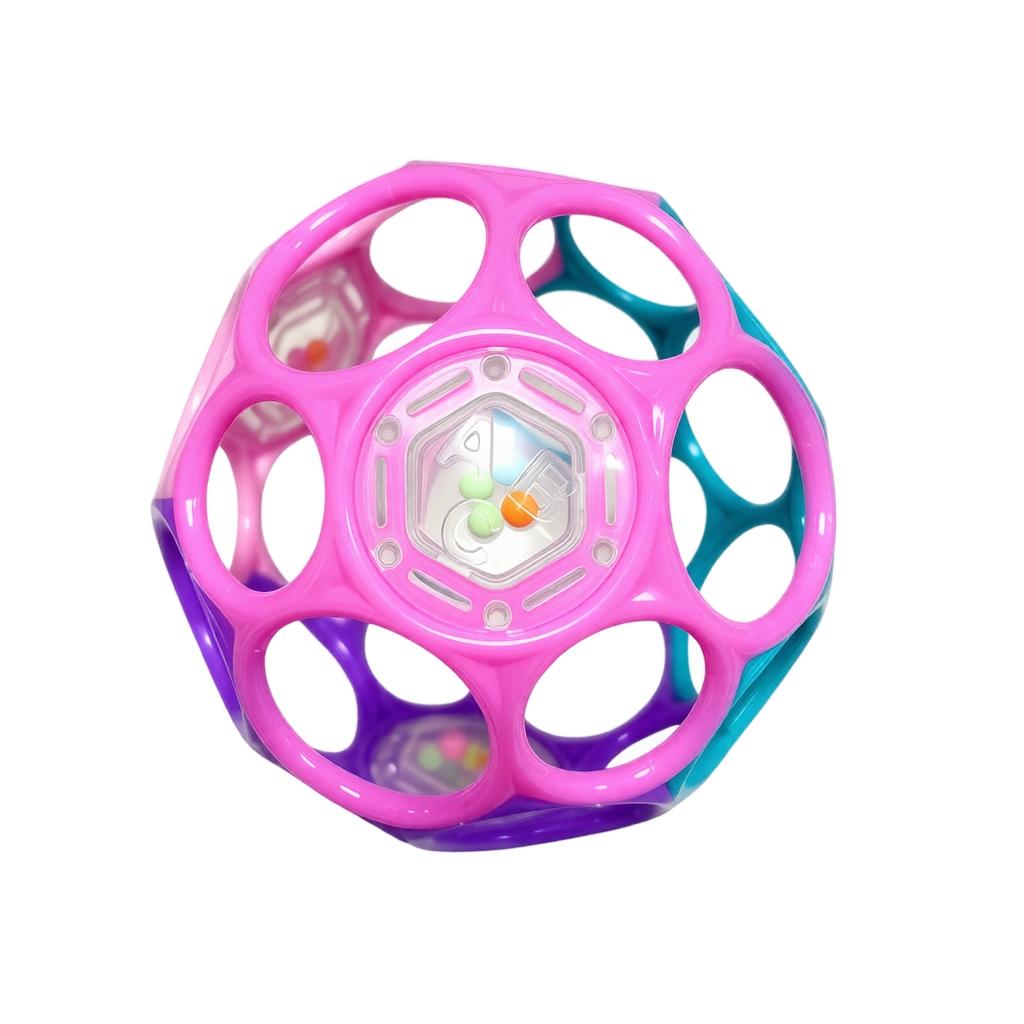 Baby Teething Rattle Ball, Sensory Grasping Ball with Holes for Fine Motor Skills Training, Infant Toddler Toy