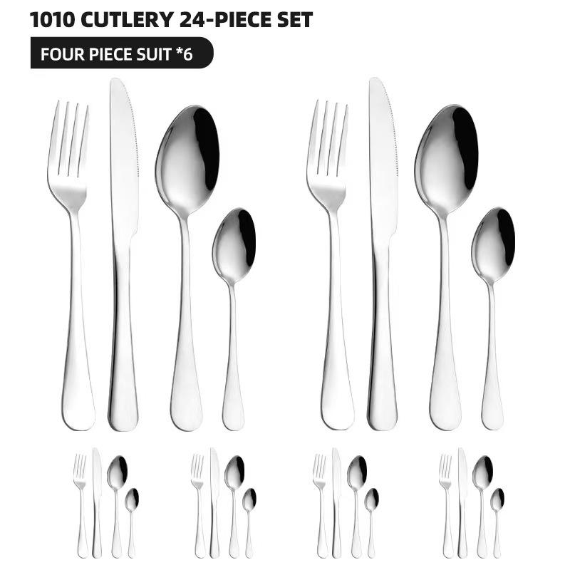 24-Piece Stainless Steel Cutlery Set: Knife, Fork & Spoon in Gift Box for Restaurants & Hotels