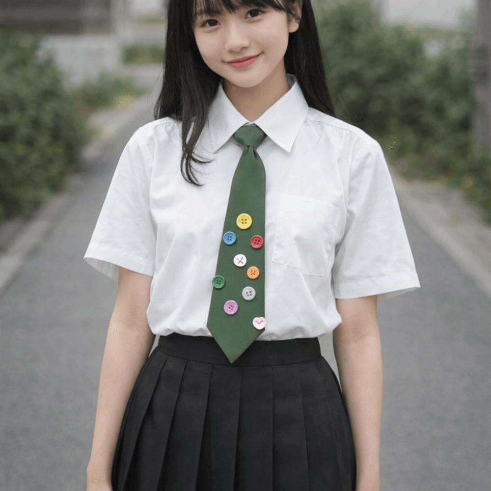 Multicolor Lazy Neckties Colorful Buttons Rubber Band Tie Creative Shirt Tie  School Uniform