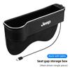 For Jeep Car LED Lights Seat Gap Storage Box Cup Holder With USB Charging For Jeep Grand Cherokee Wrangler JK Gladiator Compa