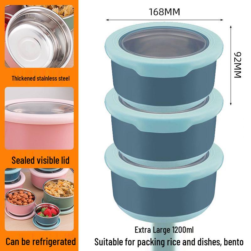 Stainless Steel Food-Grade Sealed Soup & Bento Bowl for Refrigerator