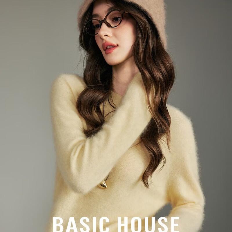 Basic House Women's Wool-Blend Crewneck Knit Sweater