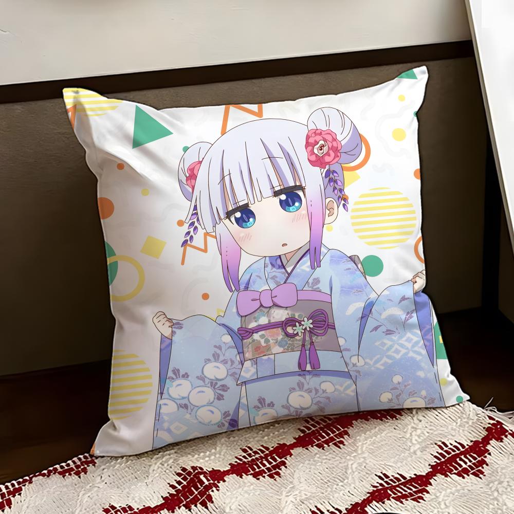 Miss Kobayashis Dragon Maid Cushion Cover Reversible Soft Durable Pillow Cover Home  Car MultiScene Use for Daily Comfort