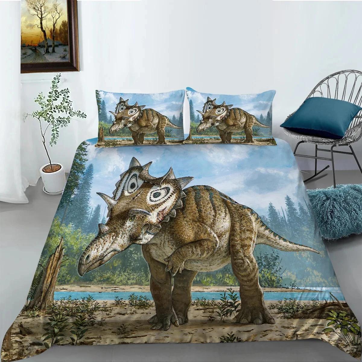 

Jurassic Dinosaur Duvet Cover Set For Boys King/Queen Size Polyester Bedding Set Big Stegosaurus Brontosaurus Pterosaur EU single(135x200cm)