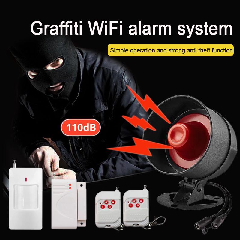 Graffiti Wireless WiFi High-Decibel Home Anti-Theft Alarm System Standalone + 1 Remote
