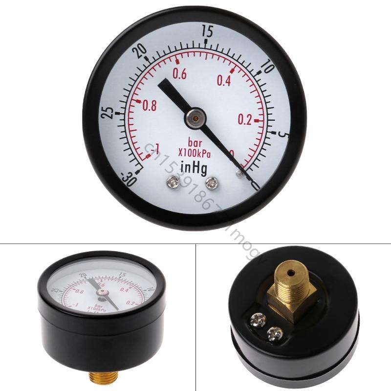 50mm Dial Size Vacuum Manometer 1/4" BSPT Thread 0~-30inHg 0~-1bar Dual Scale R7UB