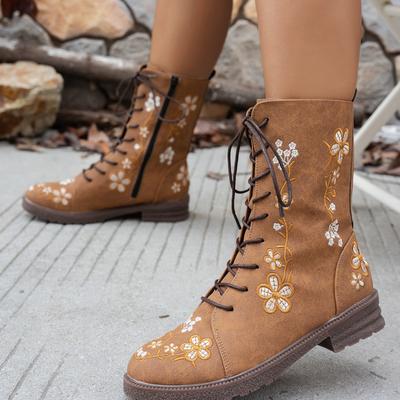2025 Herbst und Winter neue Martin Boots Damen Europäischer und Amerikanischer Außenhandel runde Spitze dicker Absatz Reißverschluss an der Seite Mode Schnürstiefeletten für Damen