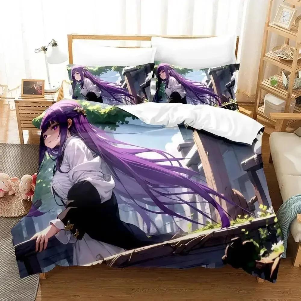 3D Print Anime New Frieren Printed Bed Set Duvet Cover Pillowcase Bedding Set Bed Linen Sheet Quilt Cover Full Queen King Size