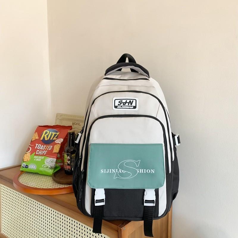 White Purple Colorful Backpack For Junior High School College Students Large Capacity Shoulder Bag