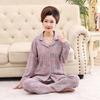 Middle-aged women's 100% pure cotton pajamas women's summer long-sleeved pajamas middle-aged and elderly mother loungewear thin suit