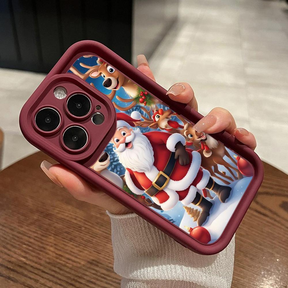 Ae119 Merry Christmas Santa art design Phone Cases for iPhone 16 14 13 11 Pro Max 15 7 8 6 Plus 12 mini XR XS Max SE Angel Eye Ladder Protective Cover