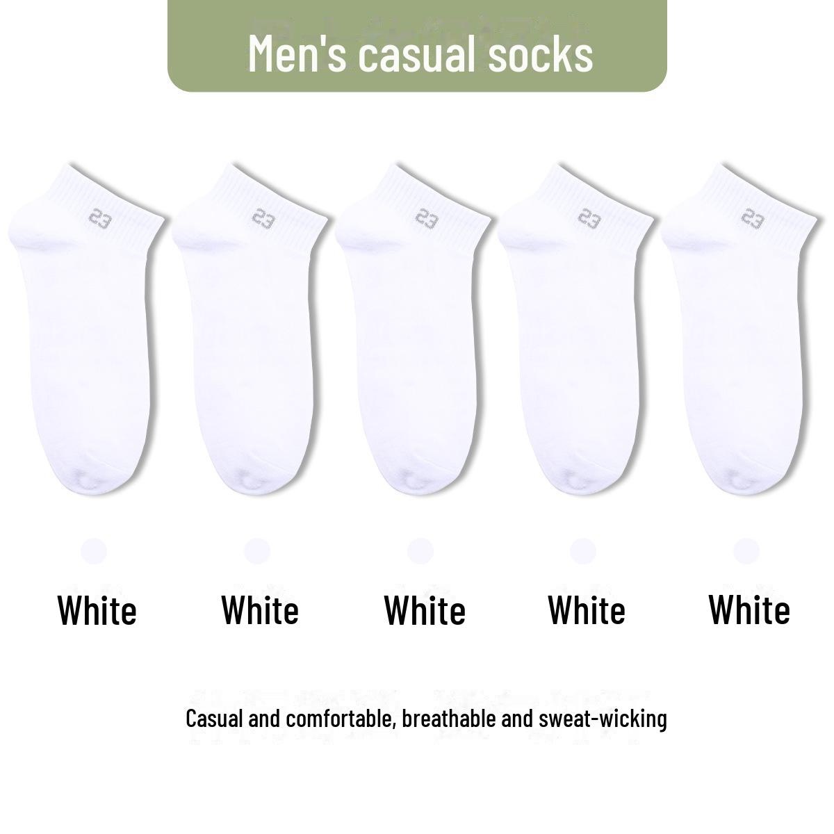 

Мужские летние и осенние носки-лодочки с низкой посадкой - 5 пар, удобные и повседневные 5 pairs, One size (38-45) белый