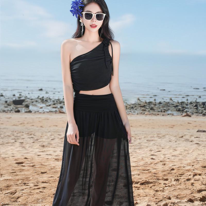 Luxury Red Off-Shoulder Thai Bikini with Long Skirt - Women's Sexy Resort Swimwear