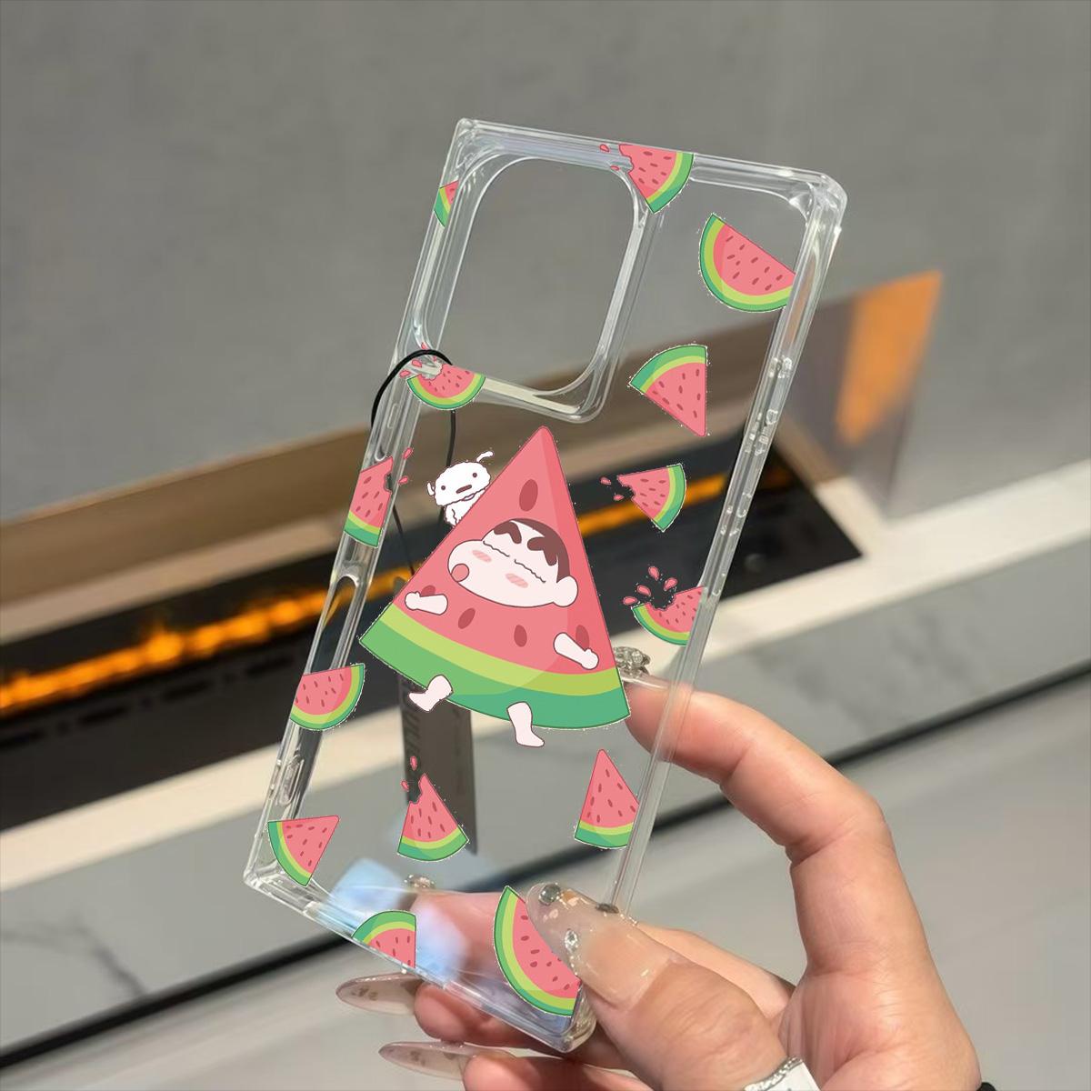 

Clear Square Back Tube Case Protection For iPhone 13 12 11 15 Plus 16 ProMax 14 Pro Max Anti-Oxygen,Watermelon Crayon Pattern Casing iphone 11 ProMax