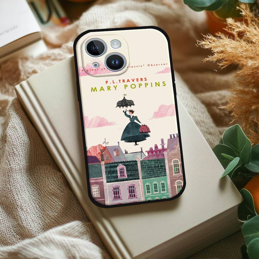 Mary P-Poppins Phone Case For IPhone 1716 15 14 13 Pro Max 11 12 Mini X Xs XR Black Silicone Cover