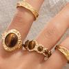 4Pcs/Set Finger Ring Set, Tiger Eye Stone Finger Ring Set, Adjustable Opening Stacking Rings for Women, Jewelry Gift