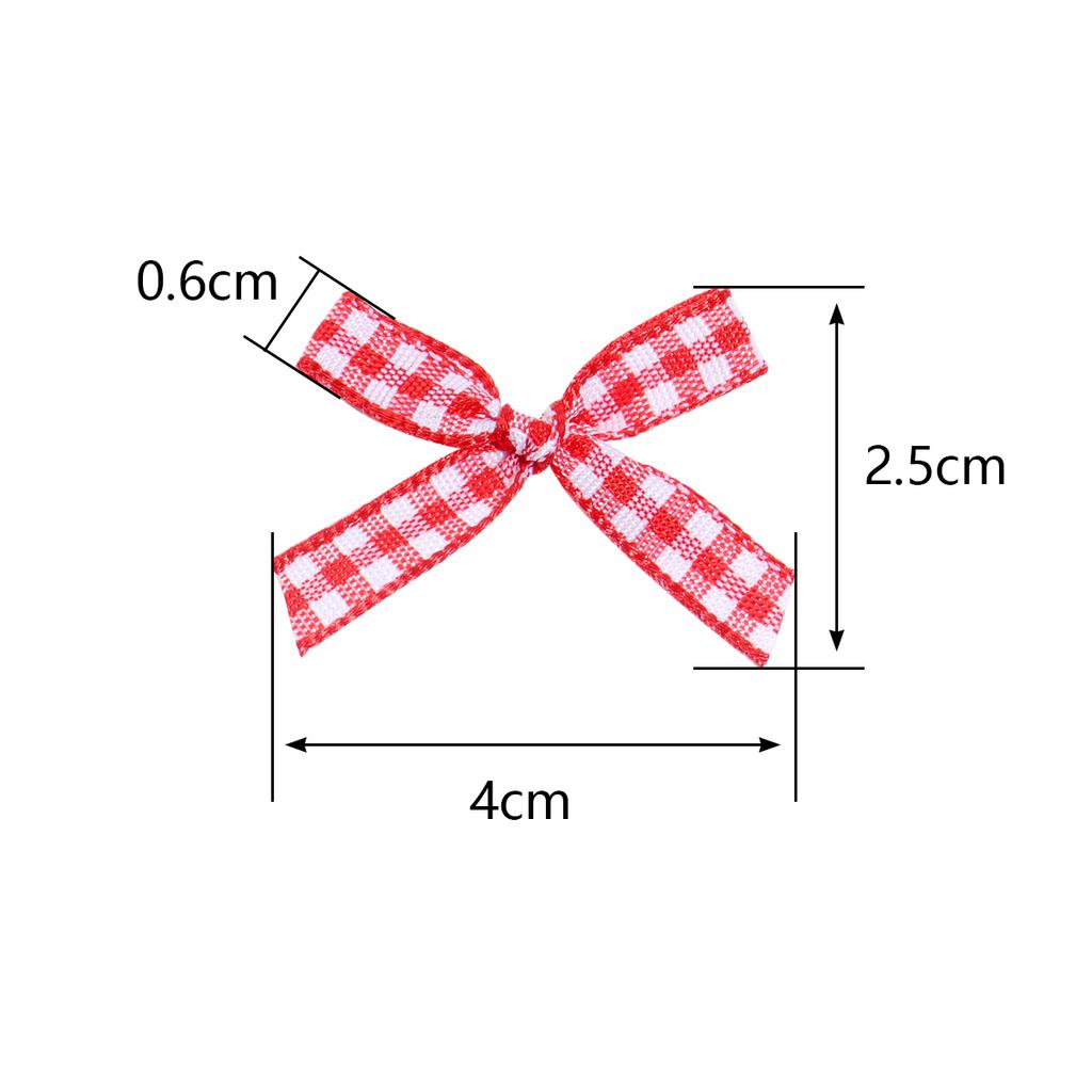 50pcs/lot Colored Satin Ribbon Bows Small Size Checkered Bowknot For DIY Sewing Crafts Garment Bouquets Wedding Party Decoration