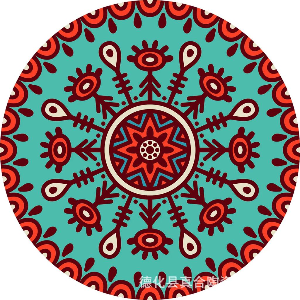 Mandala Flower Cup Coaster Round Ceramic Placemats Non-slip Tablemat Insulated Coasters Kitchen Decoration Tableware Home Decor