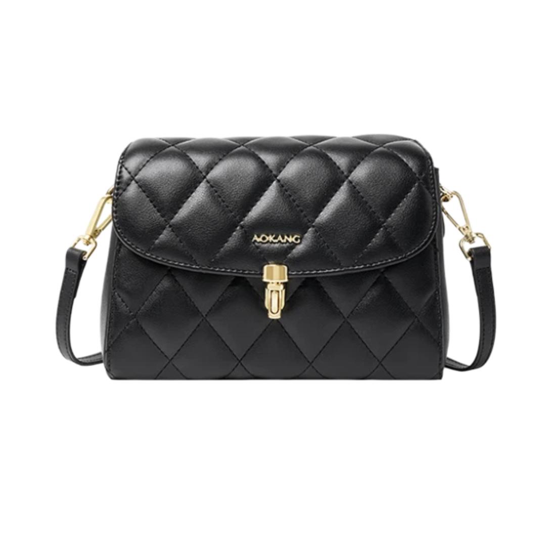 

Aokang Women s Crossbody Bag, Cowhide Leather Handbag, Chain Bag, Shoulder Bag, Black чорний