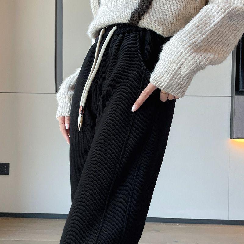 

Cashmere Loose Pants Women s Autumn and Winter Chenille Sycamore Pants Velvet Thick Cotton Pants Lamp Wick Corduroy Straight-leg Pants Black [Not Fleece-lined]] M(50.00 kg-55.00 kg)