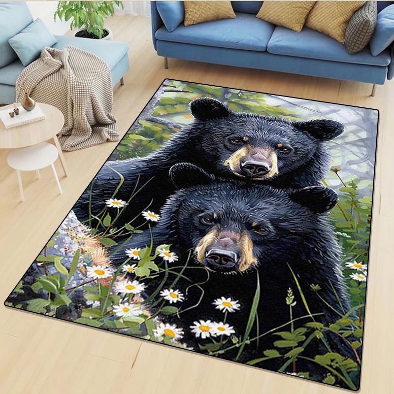 Black bear Rug - Home carpet Office Decorative Carpet For Living Room Bedroom Door Mat Floor Rug Computer Chair Area Rug