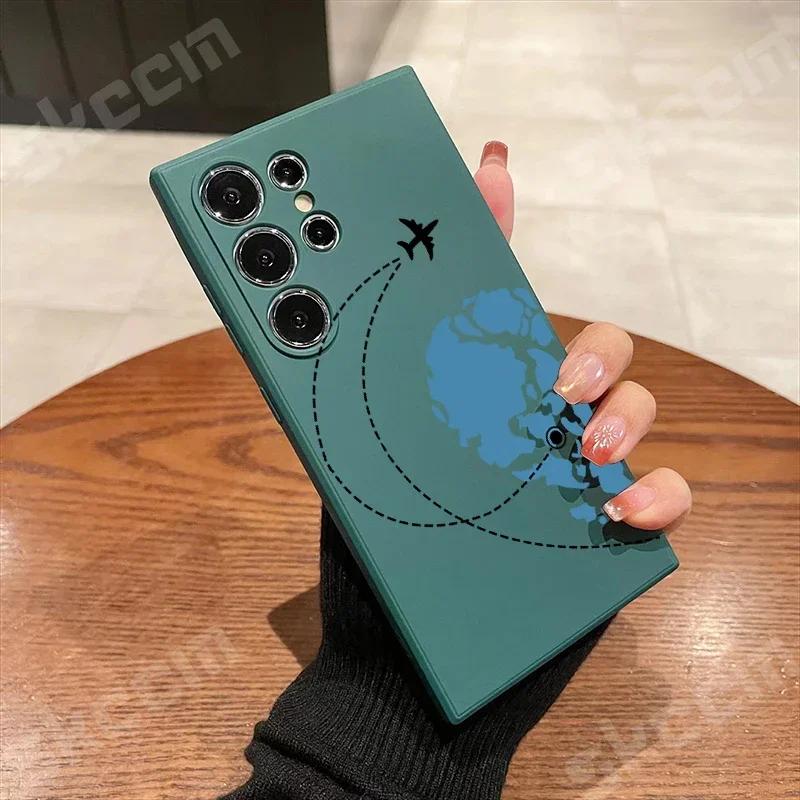 

New Travelnspired Airplane Route Phone Case For Samsung Galaxy S24 Ultra S23 FE S22 S20 Plus A15 A35 A50 A51 A54 A55 A71 A72 A73 A15 4G