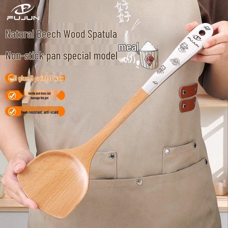 Beech Wood High-Temperature Resistant Spatula Set for Non-Stick Pans