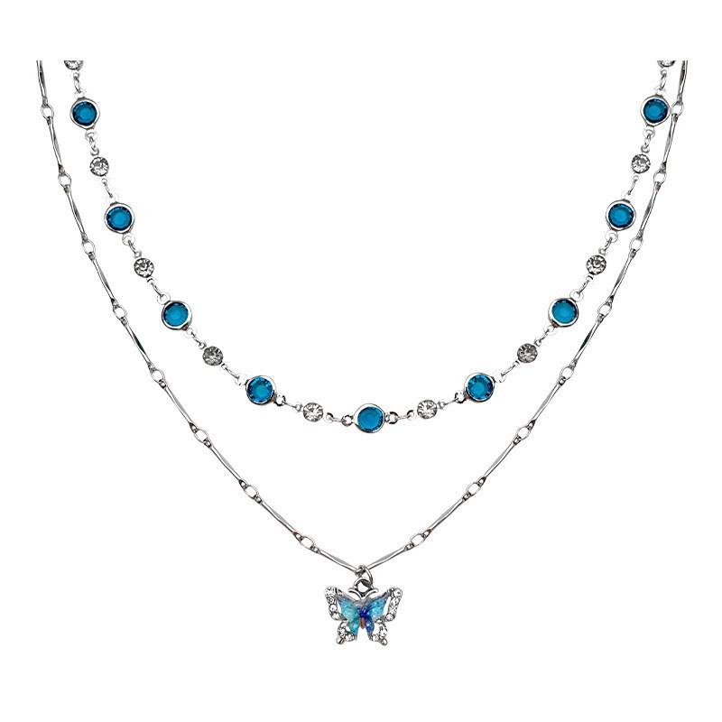 

Summer stacked double butterfly necklace accessories women s light luxury niche high-end clavicle chain choker neck chain accessories