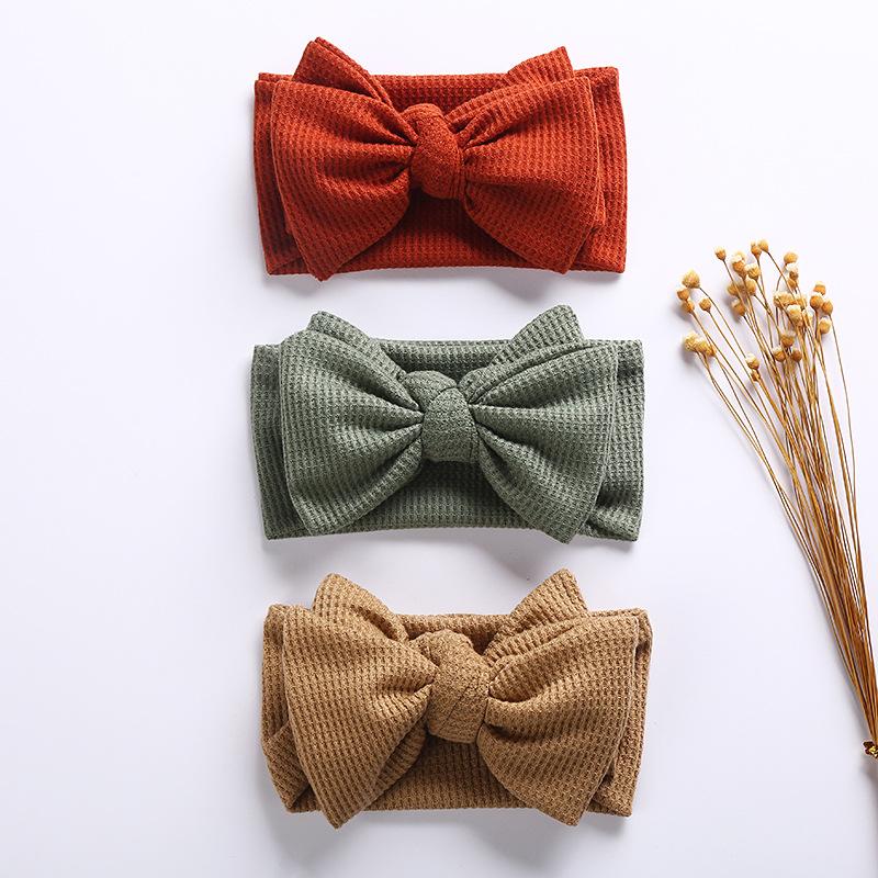 Doppellagiges großes Schleifen-Baby-Stirnband Neugeborene Baby-Mädchen Kinder Kopfschmuck Gestricktes Kinder-Haarband Turban Kopfbedeckung Haar-Accessoires