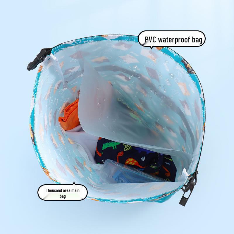 Children's Waterproof Swim Bag with Dry/Wet Separation, Portable Hot Spring Wash Backpack