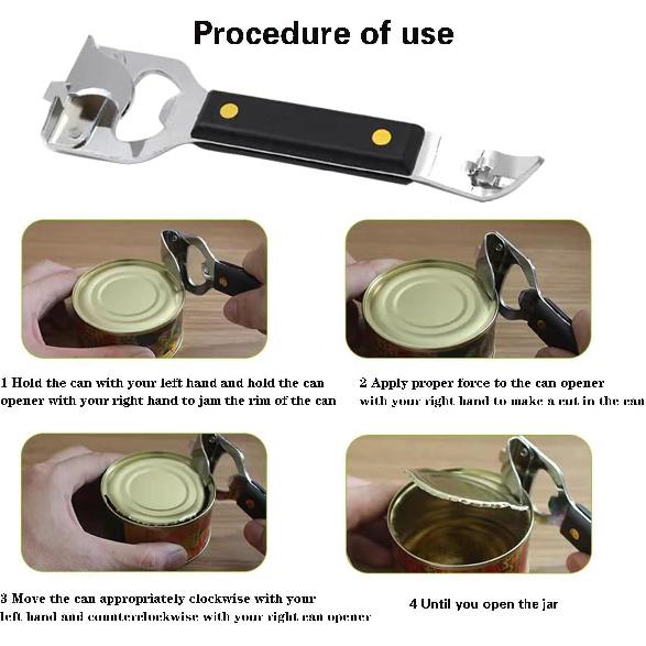 Bottle Opener - Manual Can Opener - Versatile 4-In-1 Can Opener for Kitchen Restaurants and Camping Trips (2)