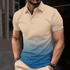 Men's Stylish Gradient Short-Sleeve Polo, Great for Casual Daily Wear.