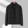 Autumn and Winter New Men's Lapel Gold Mink Jacket Business Casual Fashion Medium Green Woolen Jacket Men's Coat