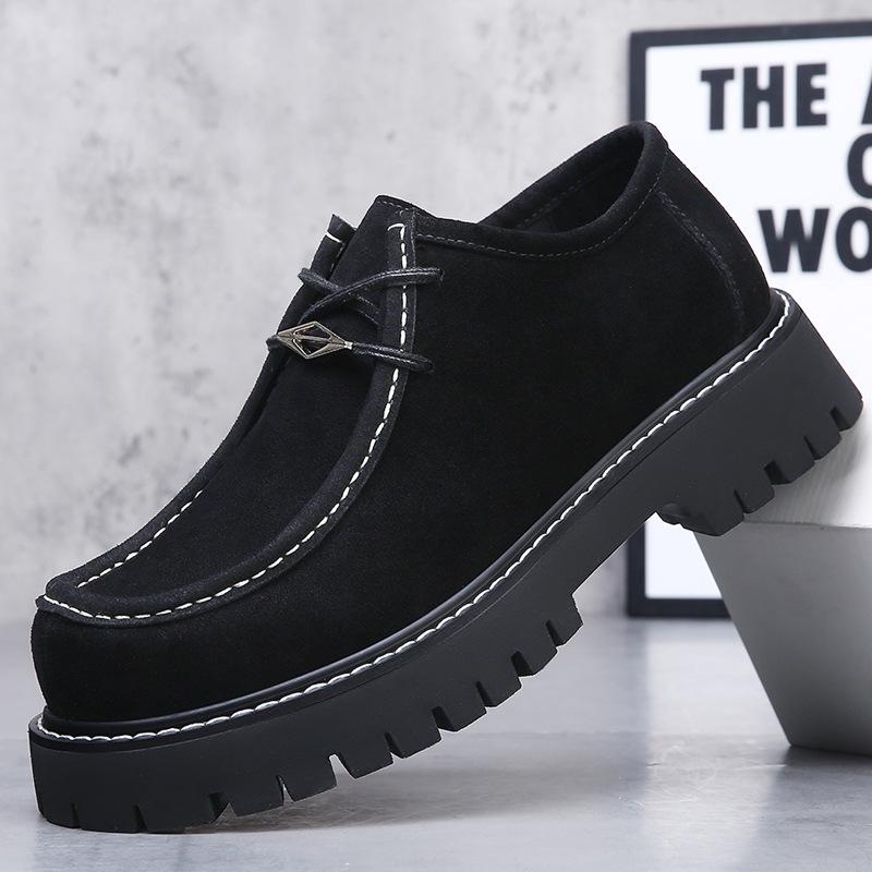 Kangaroo shoes men's leather classic outdoor mountaineering tooling shoes retro casual leather shoes heightened platform derby shoes