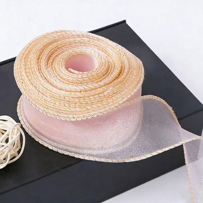 4cm Width Organza Ribbon 10 Yards Length Satin Texture Solid Color Ribbon Yarn Material Wired Design Wavy Edge Ribbon