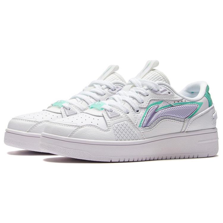 Li Ning Abrasion Resistant Slip Resistant Low top Skateboard Shoes Women's White Purple AGCS084-4