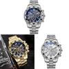 Business Watch Mens Alloy Band Digital Quartz Watch With Three Eyes For Business And Daily Use