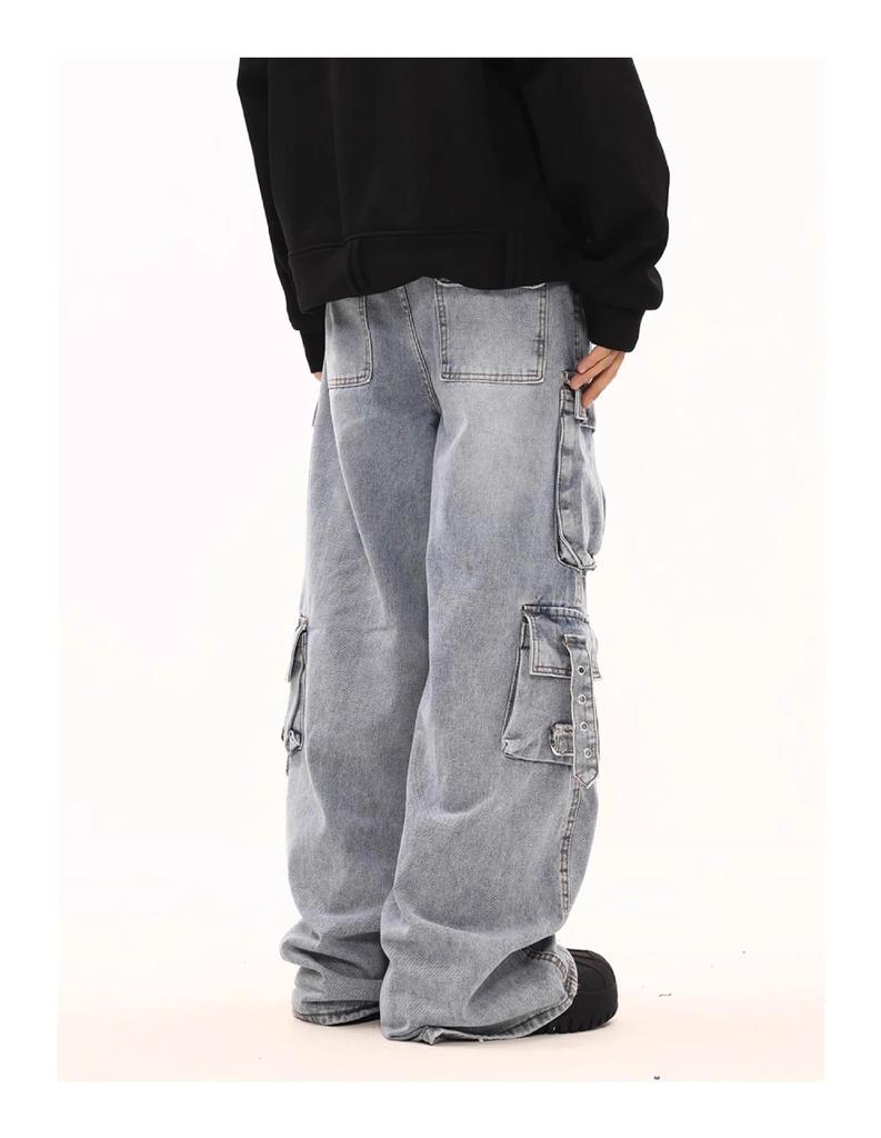 Jeans Larghi in Denim da Uomo alla Moda con Tasche Multiple - Design Sfacciatamente Bello