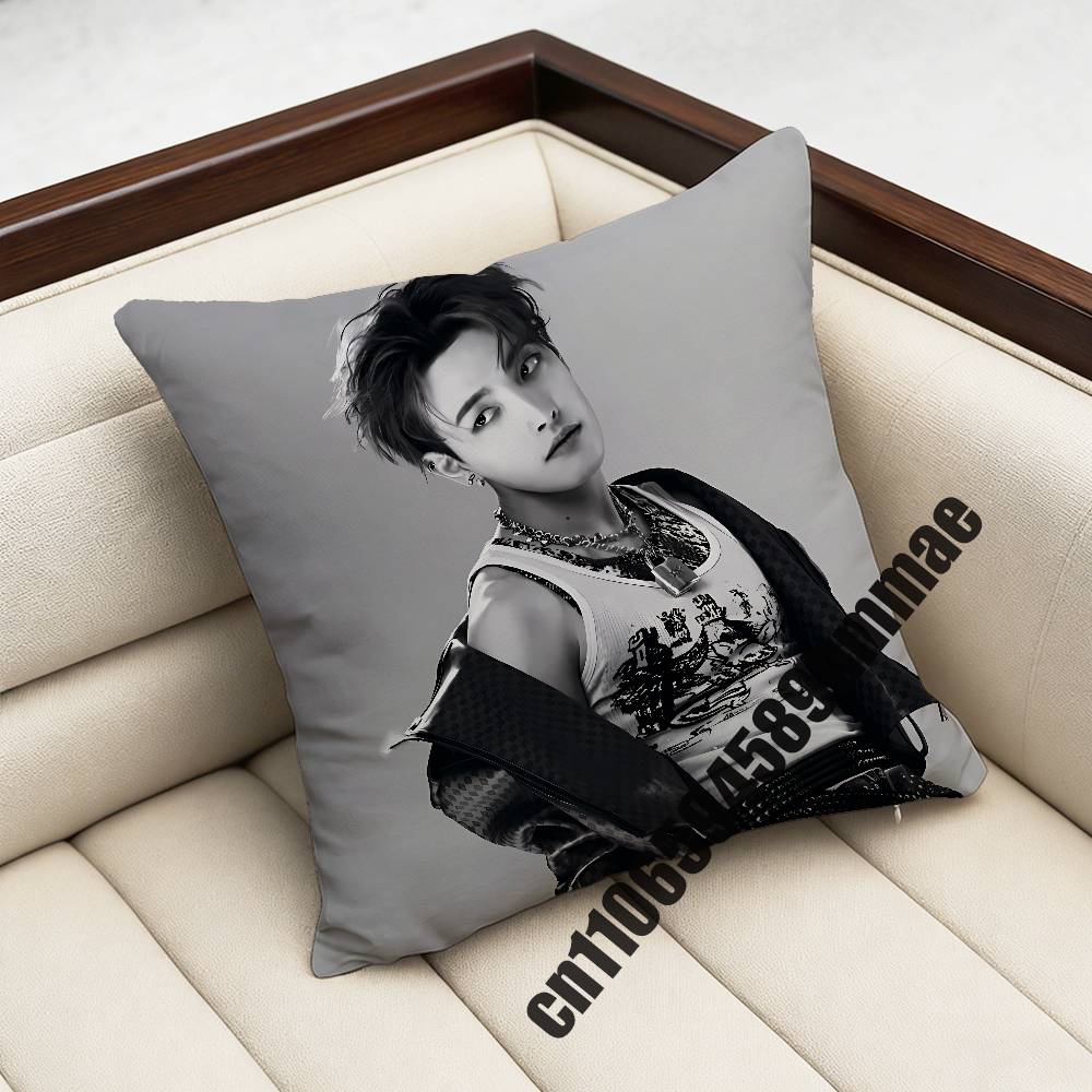 For A-Ateez K-Kim Hong Joong Throw Pillow Case Sham 45X45Cm 40X40Cm Square Car Pillowcase Pad Cushion Cover