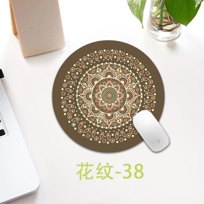 Ethnic Style Pattern Round Small Creative Thickened Mouse Pad Keyboard Pad Office Cup Table Mat Production