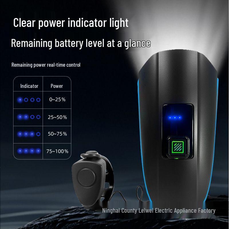 Rechargeable Front Bike Light with Horn - Powerful Night Riding LED Safety Light for Mountain Bikes
