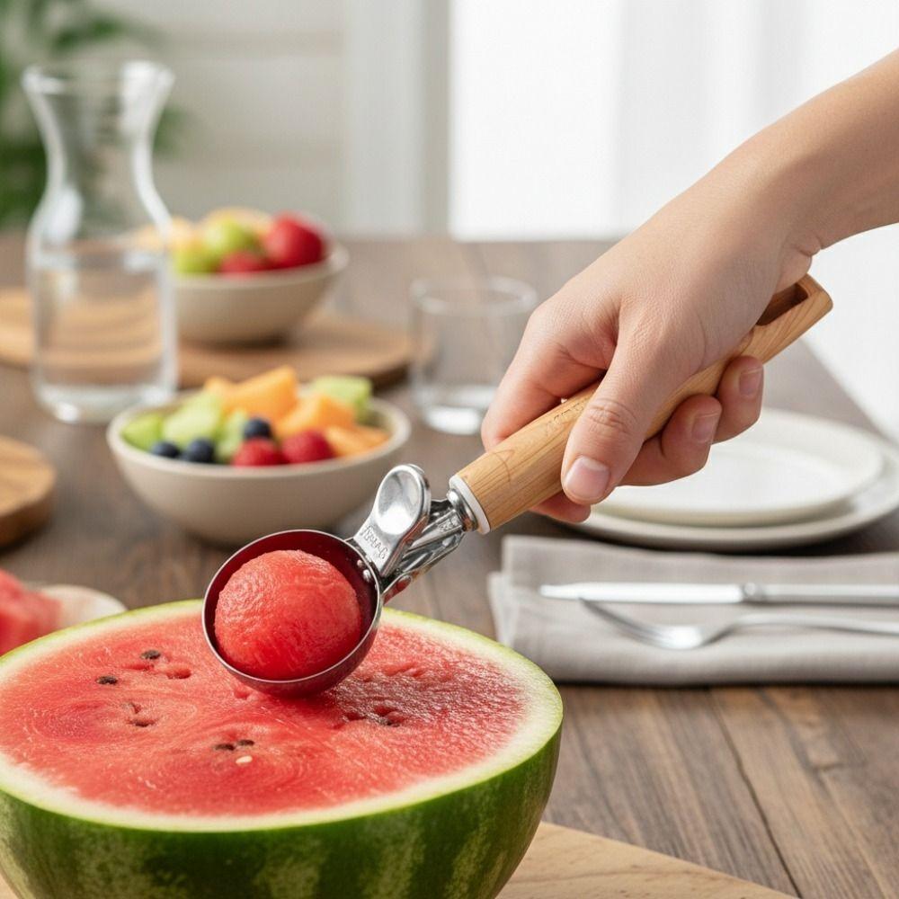 Trigger Release Spring-loaded Ice Cream Scoop Stainless Steel Fruit Scoop Fruit Ball Digger Home
