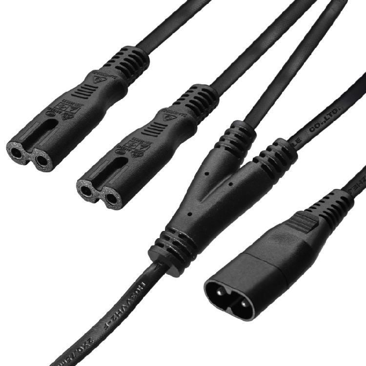 One Input Two Output Cable for Desk Power Use, 60cm/23.62inch Splitter Cable for Close Home Office Wiring Tasks with Small Electronics